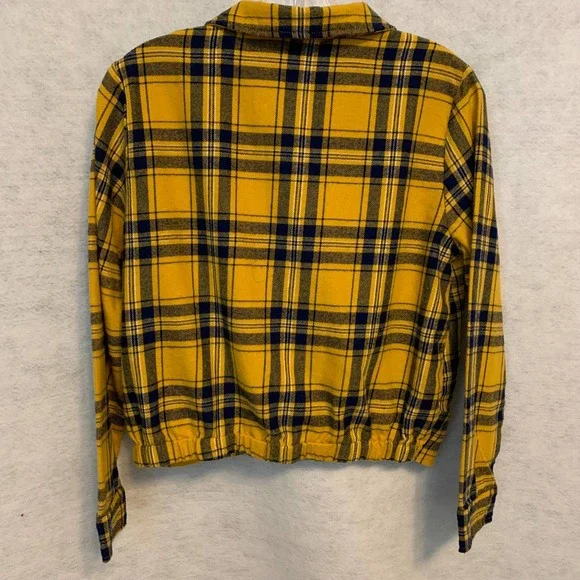 No Boundaries Yellow Cropped Flannel Top Juniors Size 7-9 - Picture 5 of 8